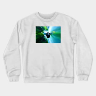 The blue bee facing the green hole of hope / Swiss Artwork Photography Crewneck Sweatshirt